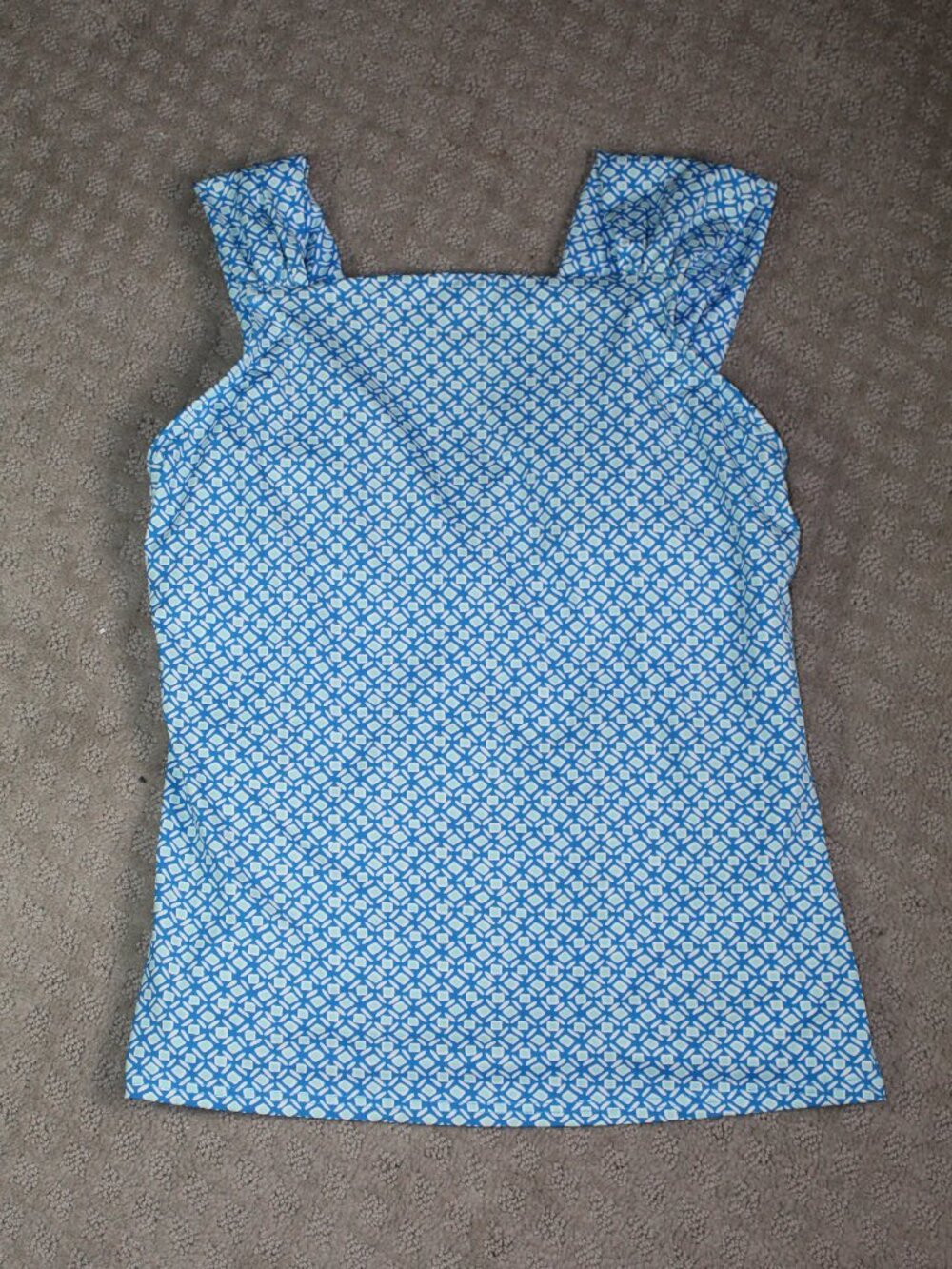 Lands' End Size 10 Blue Aqua Wide Strap Built-in Bra Tankini